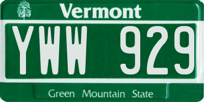 VT license plate YWW929