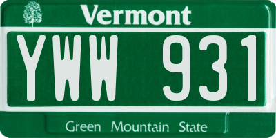 VT license plate YWW931