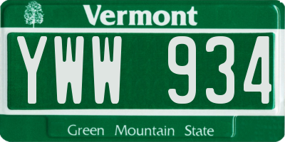 VT license plate YWW934