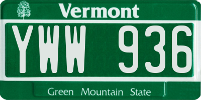 VT license plate YWW936