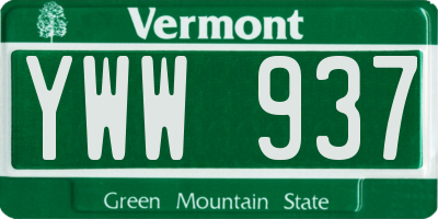 VT license plate YWW937