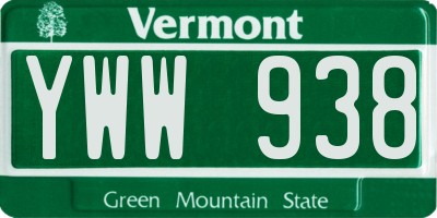 VT license plate YWW938