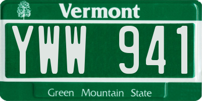 VT license plate YWW941