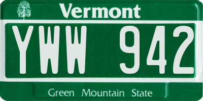 VT license plate YWW942