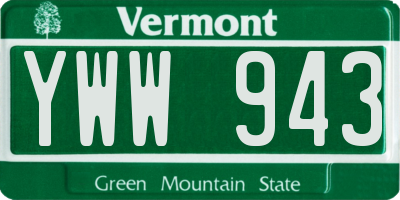 VT license plate YWW943