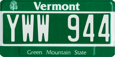 VT license plate YWW944