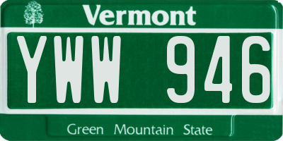 VT license plate YWW946