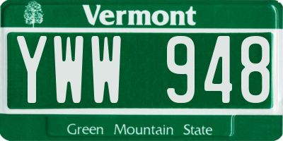 VT license plate YWW948