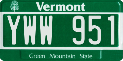 VT license plate YWW951