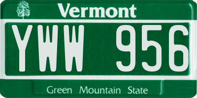 VT license plate YWW956