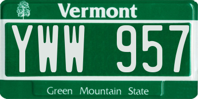 VT license plate YWW957
