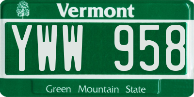 VT license plate YWW958
