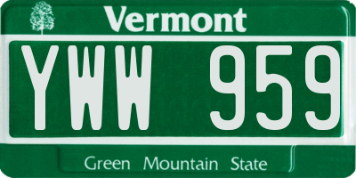 VT license plate YWW959