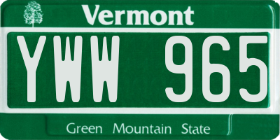 VT license plate YWW965