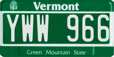 VT license plate YWW966