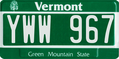 VT license plate YWW967