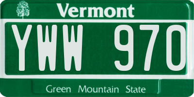 VT license plate YWW970