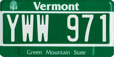 VT license plate YWW971