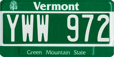 VT license plate YWW972