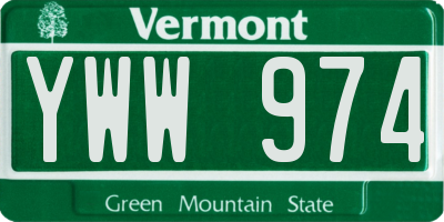 VT license plate YWW974