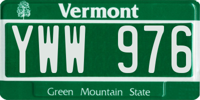 VT license plate YWW976