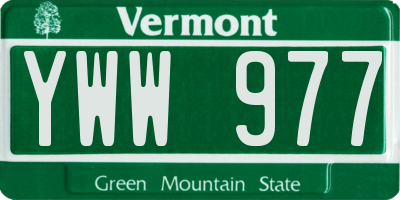 VT license plate YWW977