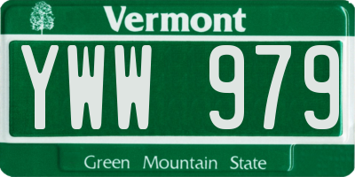 VT license plate YWW979