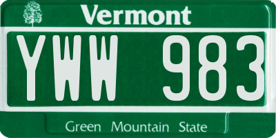 VT license plate YWW983