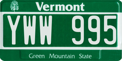 VT license plate YWW995