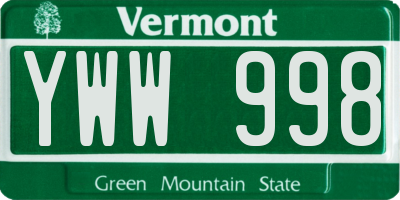 VT license plate YWW998