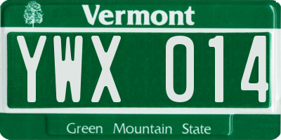 VT license plate YWX014