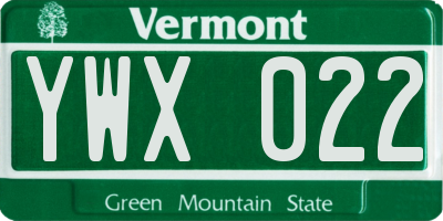 VT license plate YWX022