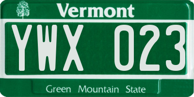 VT license plate YWX023