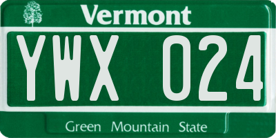 VT license plate YWX024