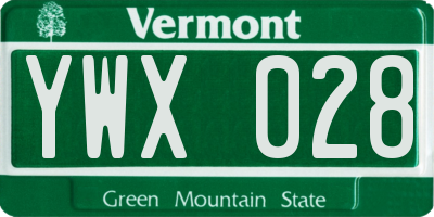 VT license plate YWX028