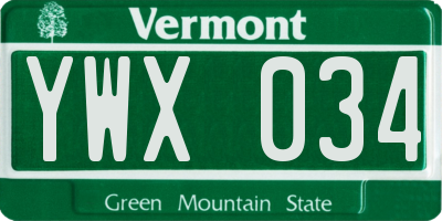 VT license plate YWX034