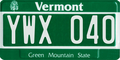 VT license plate YWX040