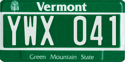 VT license plate YWX041