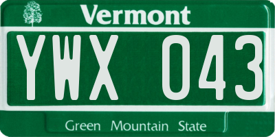 VT license plate YWX043