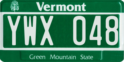 VT license plate YWX048