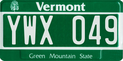 VT license plate YWX049