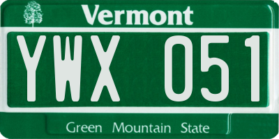 VT license plate YWX051