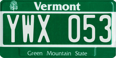 VT license plate YWX053