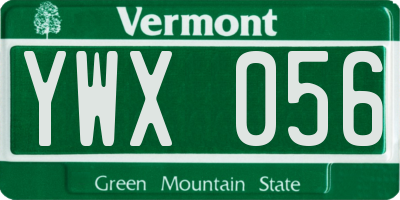 VT license plate YWX056