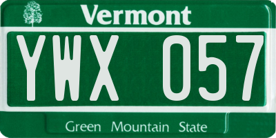 VT license plate YWX057