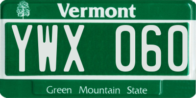VT license plate YWX060