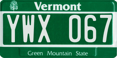 VT license plate YWX067