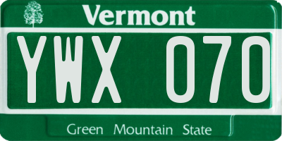 VT license plate YWX070