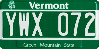 VT license plate YWX072