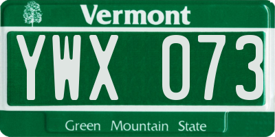 VT license plate YWX073